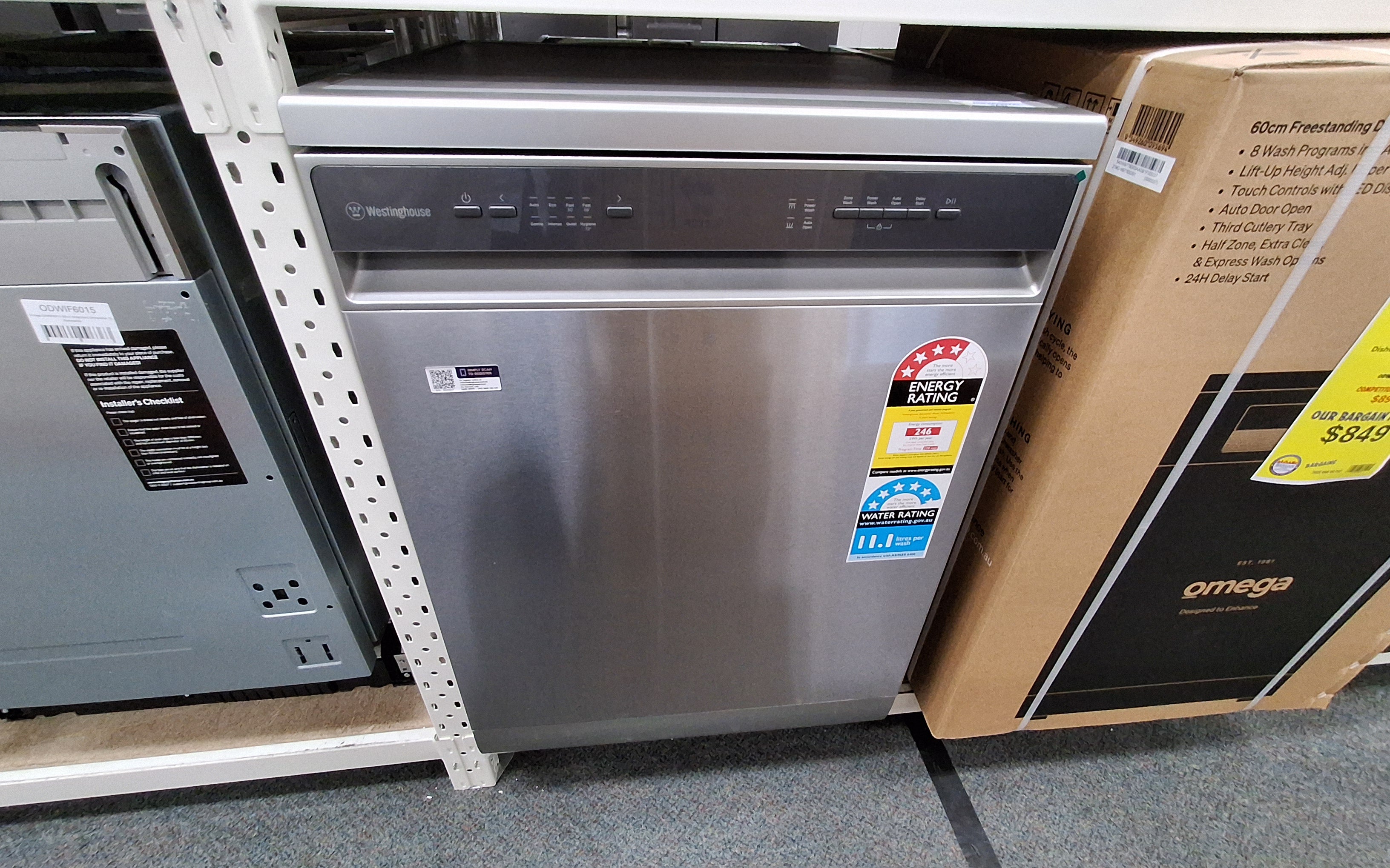 Westinghouse WSF6606XC 60cm Stainless Steel 15 Place Freestanding Dishwasher