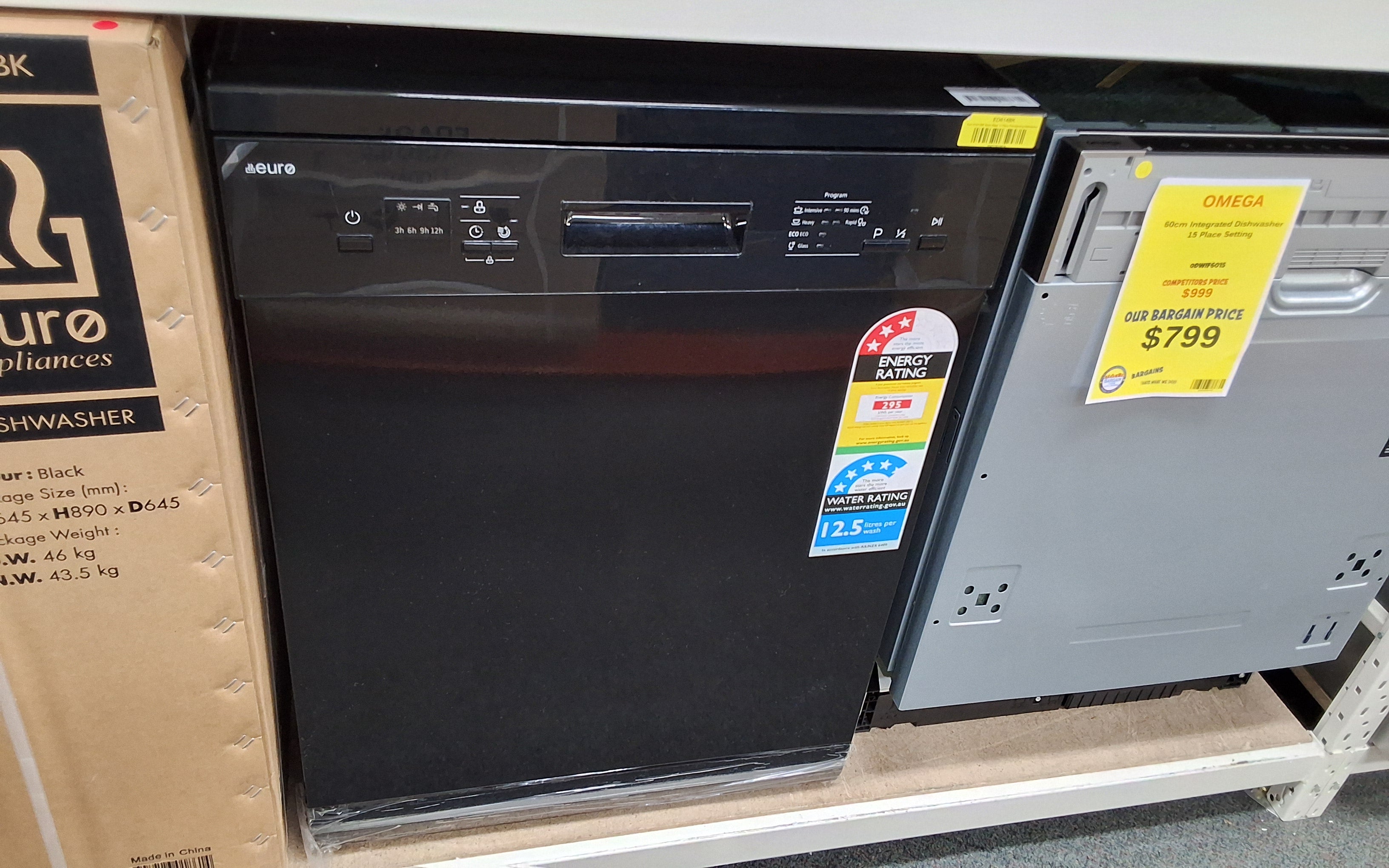Euro ED614BK 14 Place Black Free Standing Dishwasher
