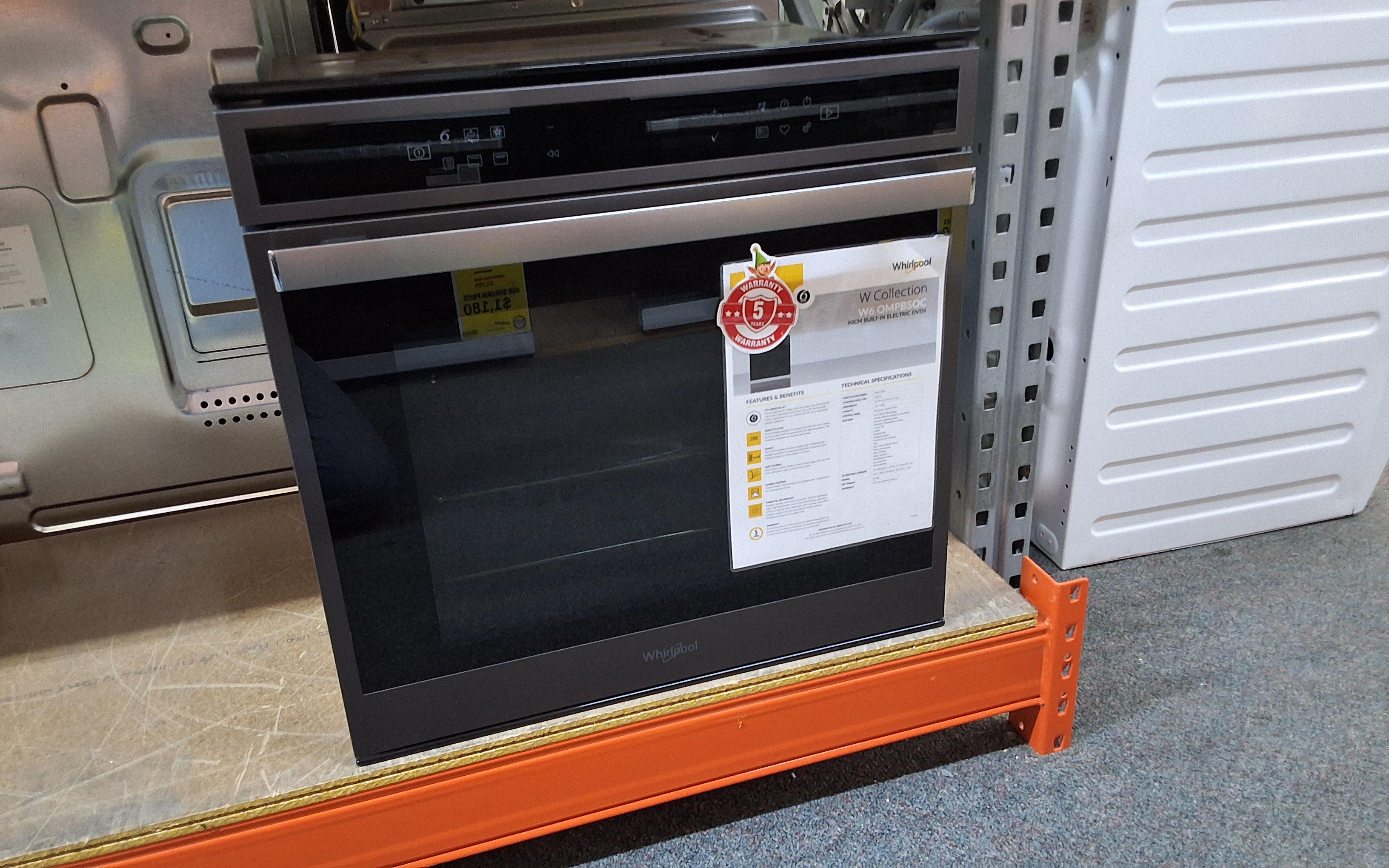 Whirlpool W60MPBSOC 60cm 6th Sense Pyrolytic Built-in Oven In Black Stainless Steel