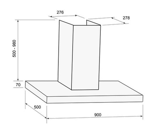 Glem CK90TBLED 90cm Stainless Steel flat Canopy