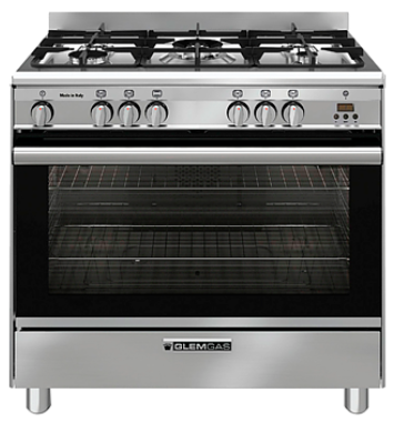 Glem GA965GG 90cm Stainless Steel Natural Gas Freestanding Oven with Electric Grill