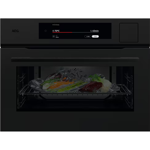 AEG NKB9A82KT 45cm Compact 9000 Series SteamPro Multifunction 24 Oven with Sous-Vide, Matte Black