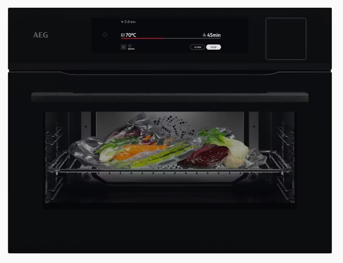 AEG NKB9A82KB 45cm Gloss Black Combi Steam Oven