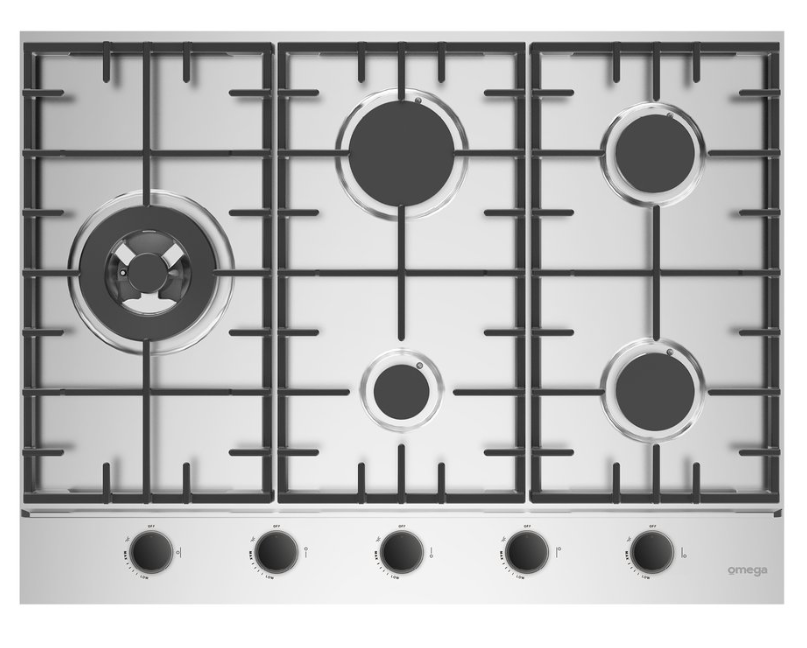 Omega OCG705WX 70cm Gas Cooktop, Stainless Steel
