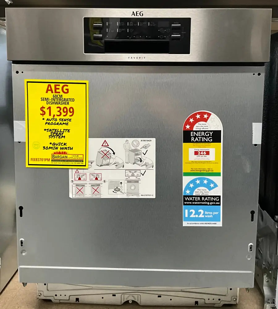 Aeg Fee83701Pm -Semi-Integrated Dishwasher