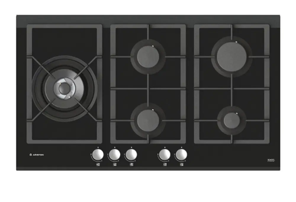 Ariston Gga34Bkaus 900Mm 5 Burner Black Glass Natural Gas Cooktop