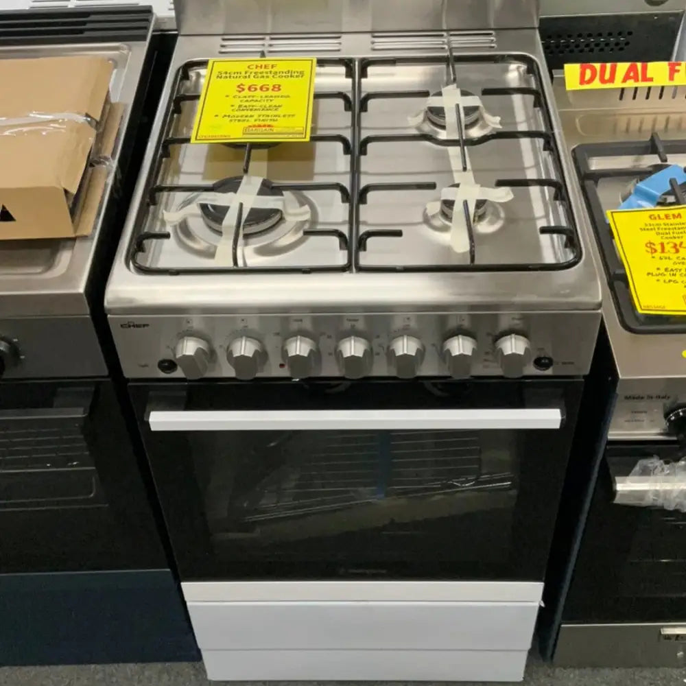 Chef Cfg504Sbng 54Cm Freestanding Natural Gas Cooker Upright