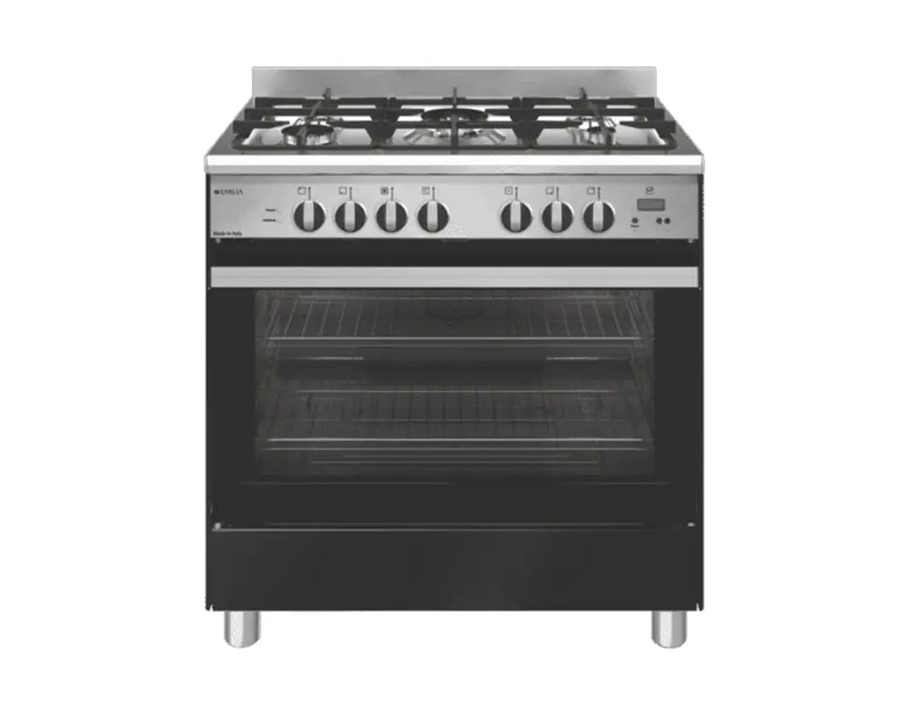 Emilia Em865Gen 80Cm Black Dual Fuel Cooker With Electric Oven Upright