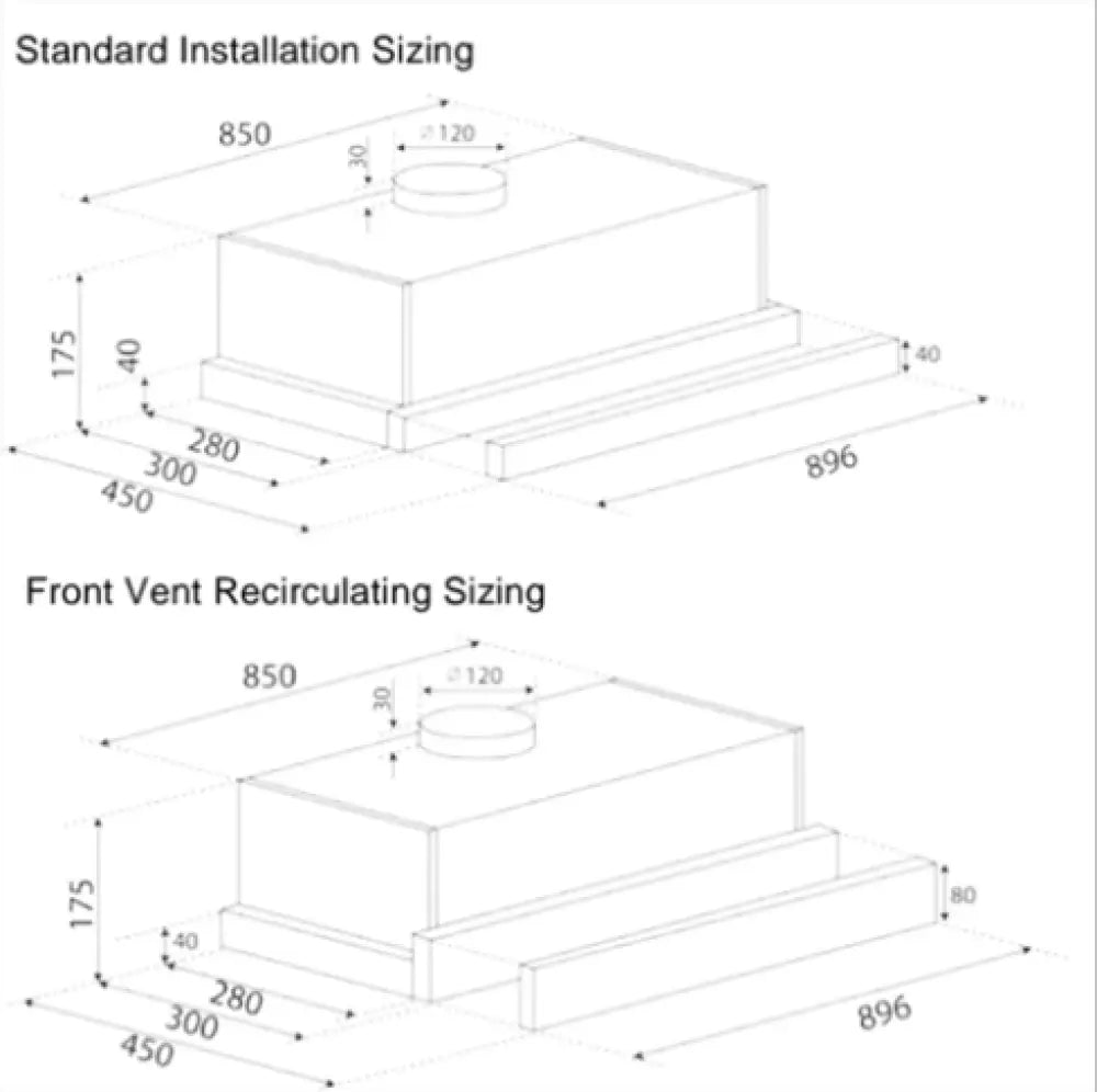 Euro Erh900Slx2 90Cm Slideout Rangehood