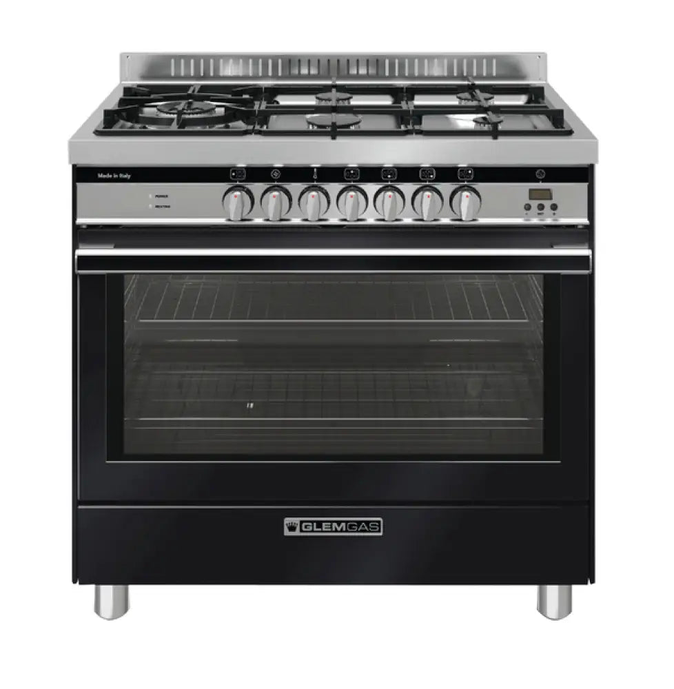 GLEM GS965GEMB 90cm Premium Matt Black Dual Fuel Cooker Upright