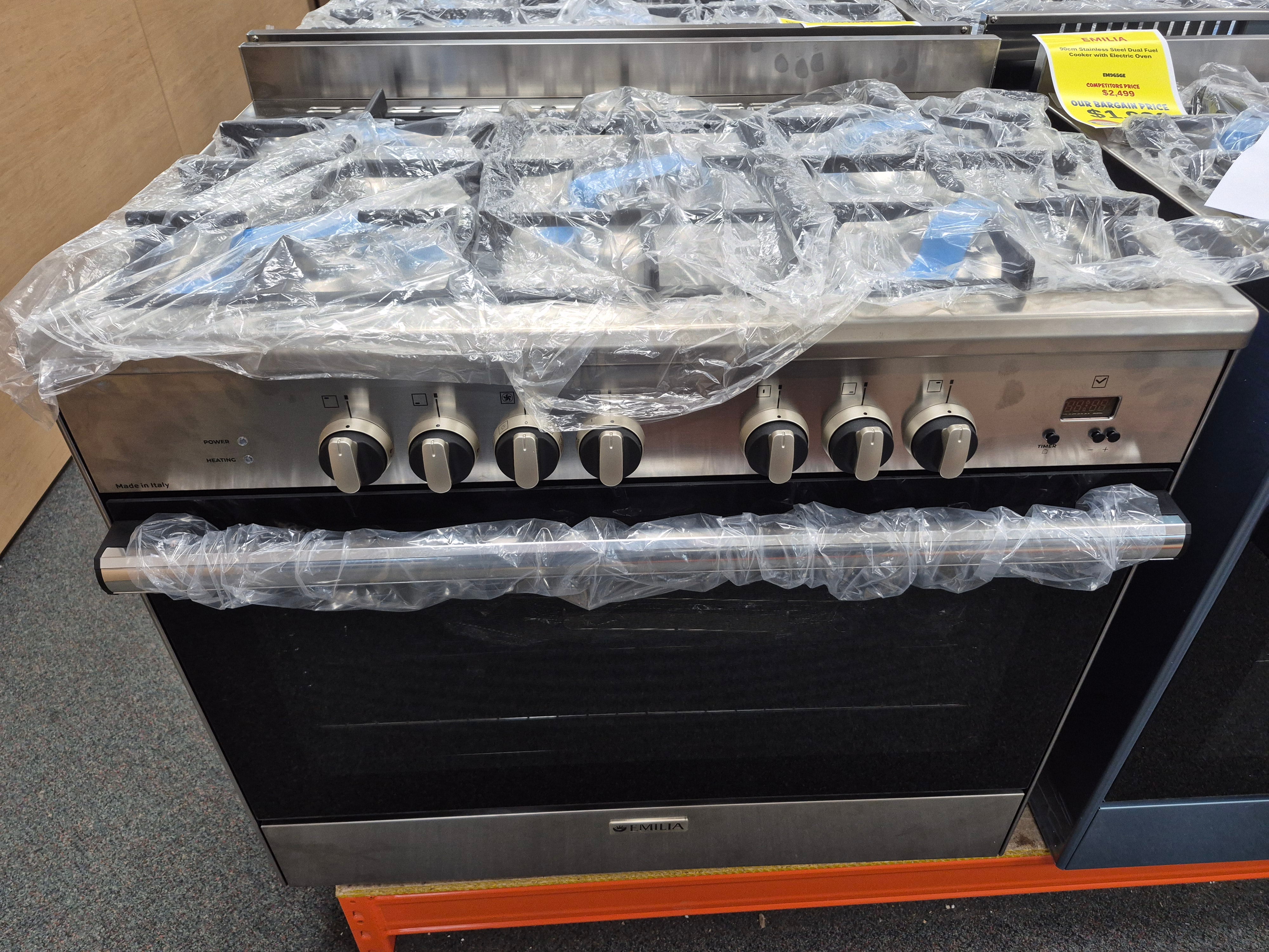 Emilia EM965GE 90cm Stainless Steel Dual Fuel Cooker with Electric Oven