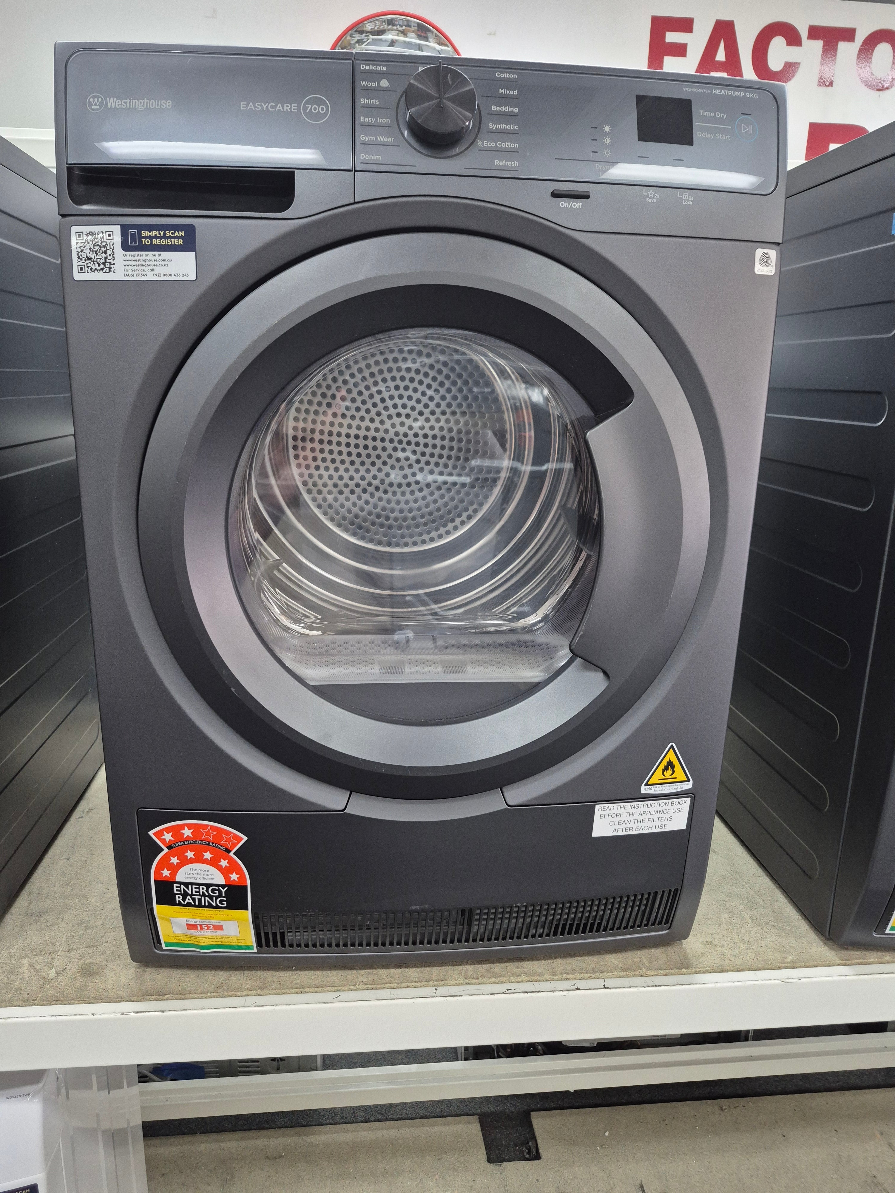 Westinghouse WDH904N7SA 9kg EasyCare 700 Series Heat Pump Dryer Onyx