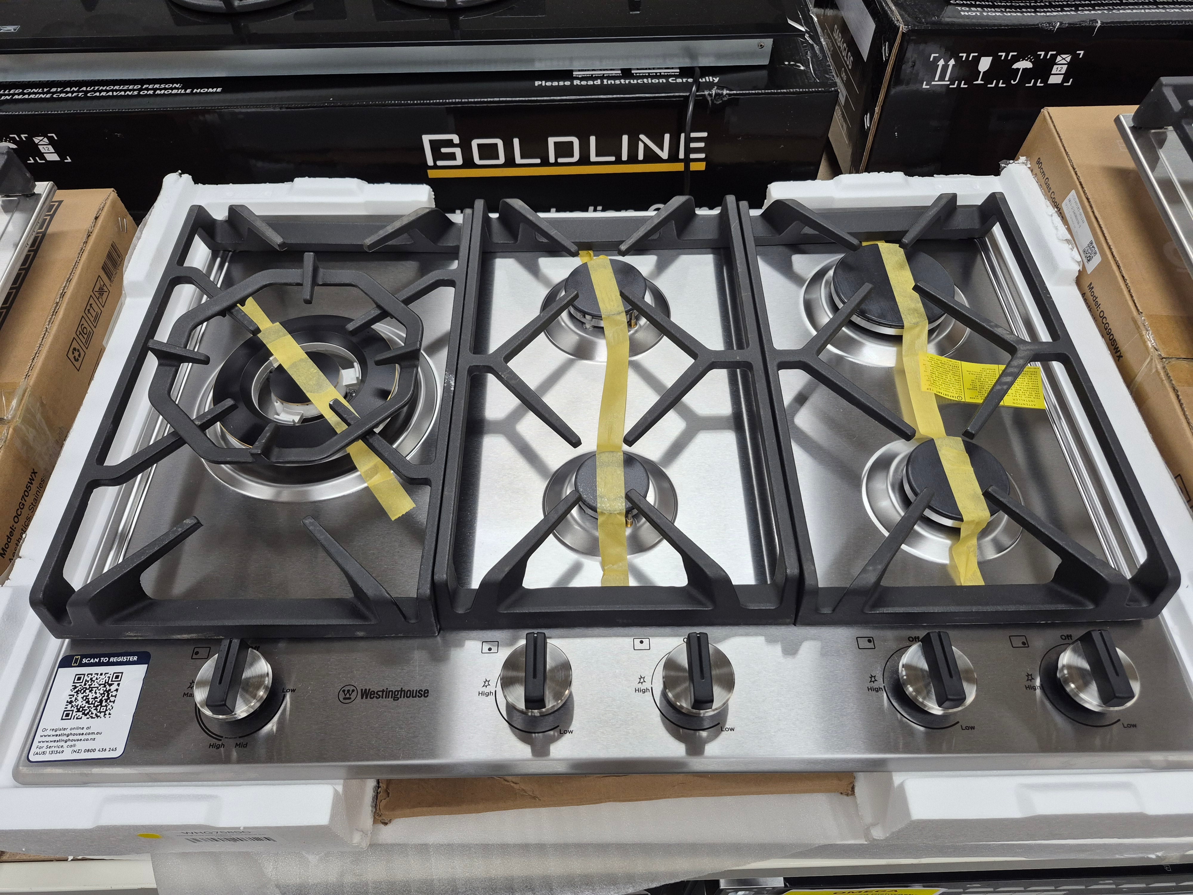 Westinghouse WHG758SC 75cm 5 Burner Gas Cooktop Stainless Steel