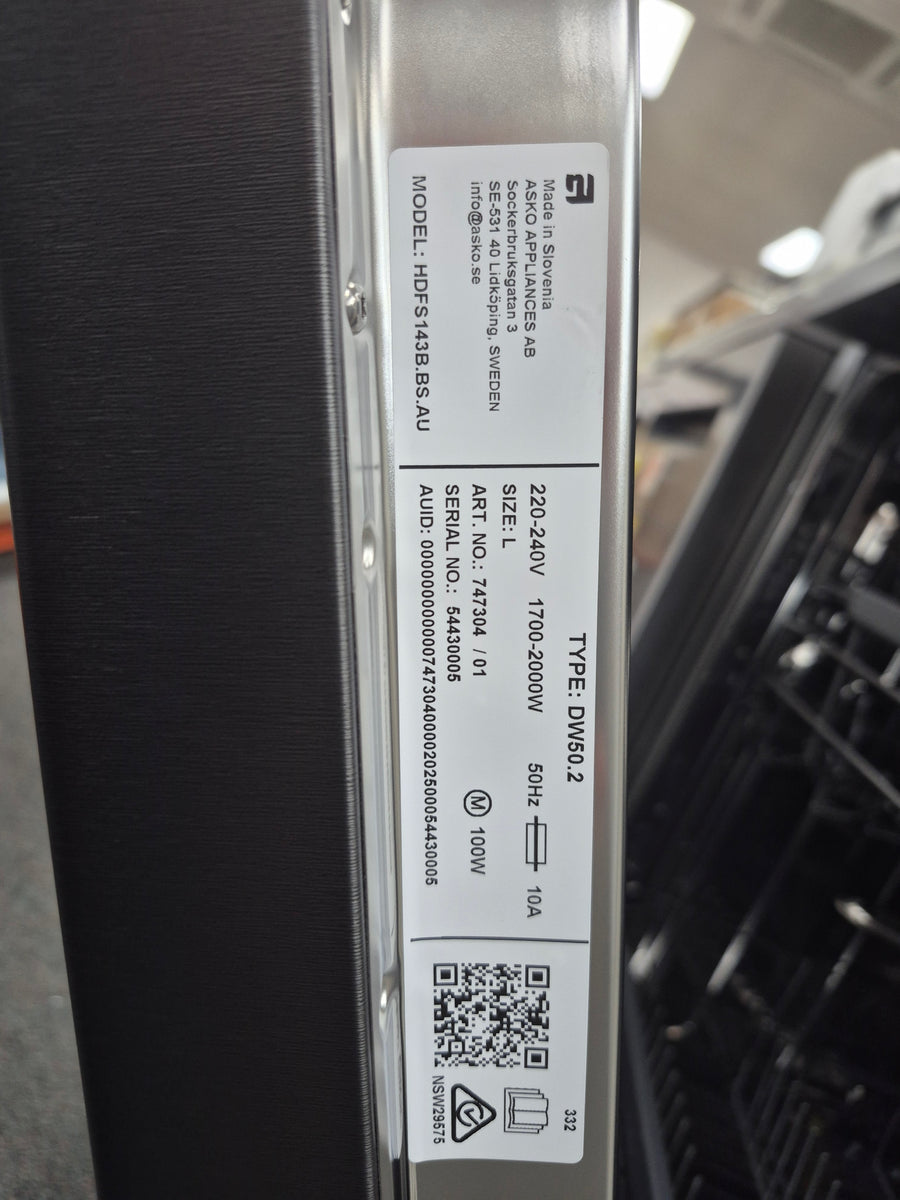 Asko HDFS143BBS 60cm Freestanding Dishwasher with Turbo Drying™