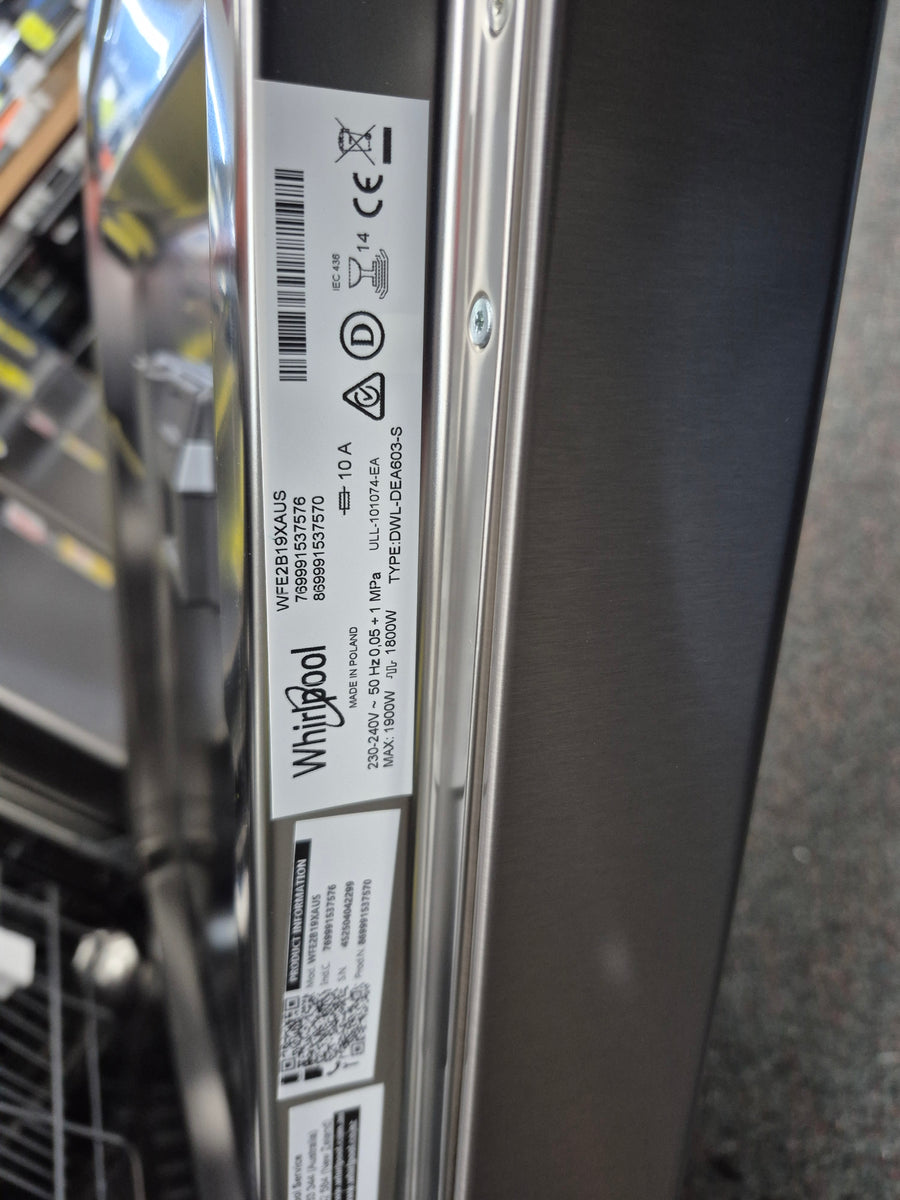 Whirlpool WFE2B19XAUS 60cm 14 Place Setting Freestanding Stainless Steel Dishwasher