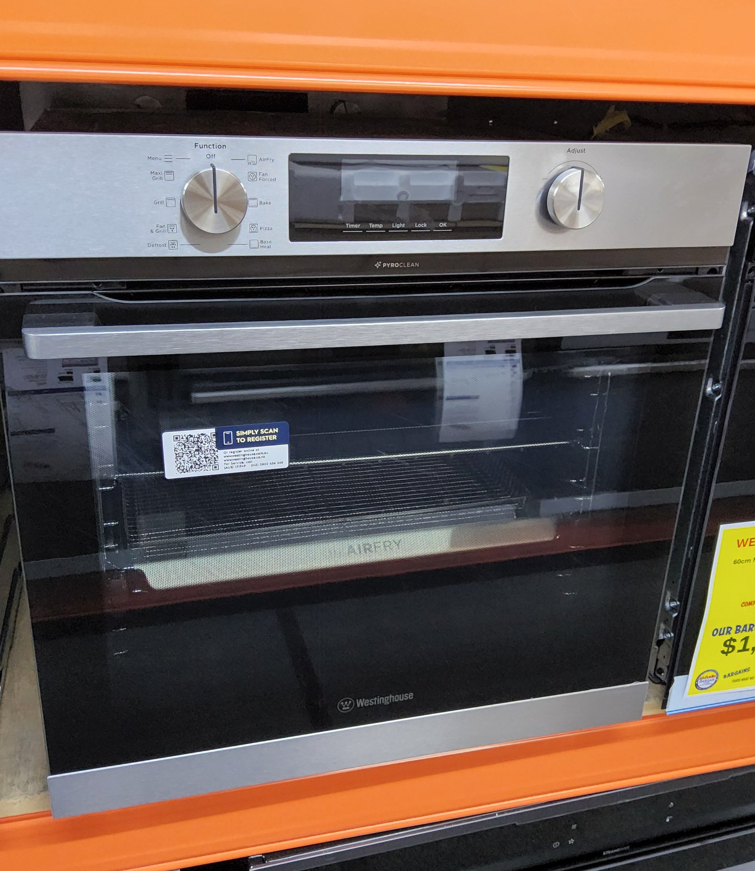 Westinghouse WVEP6716SD 60cm Multi-Function 10 Pyrolytic Oven with AirFry Stainless Steel