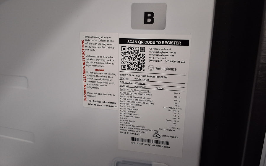 Westinghouse WQE6170BB 609L Quad Door Fridge Matte Black