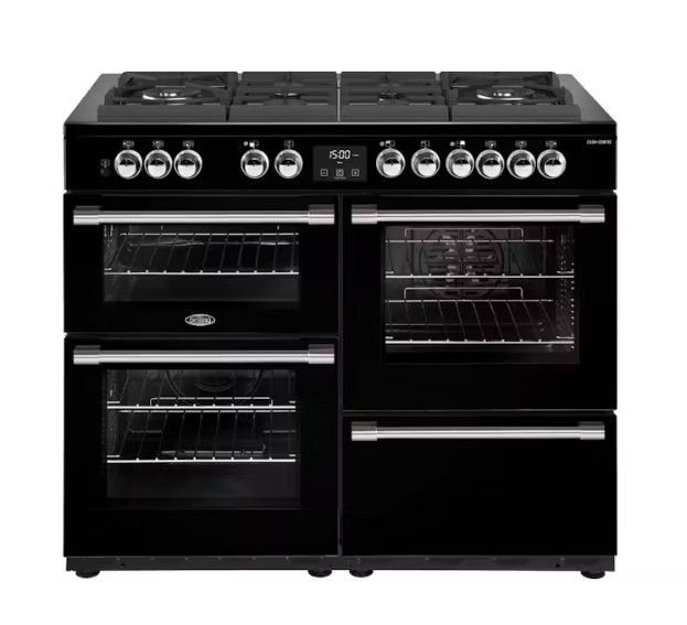 Belling BCC1100GTGB 110cm CookCentre Deluxe Gas-Through-Glass Range Cooker