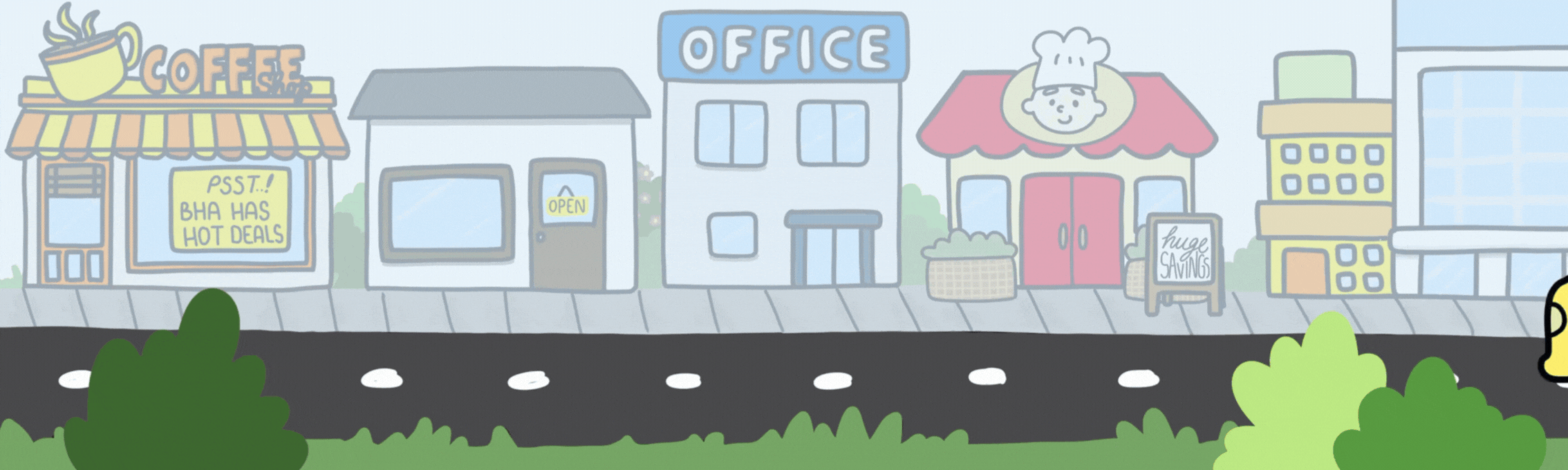 Delivery truck animation with town background
