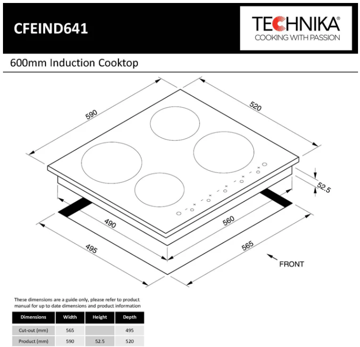 Technika CFEIND641 60cm 4 Zone Induction Cooktop