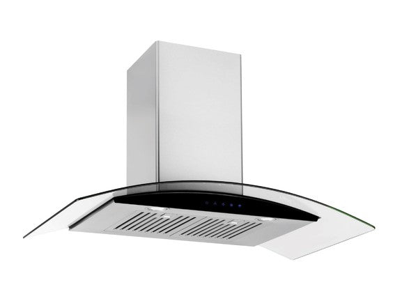 Glem CK90CGNF Dunstabzugshaube mit gebogenem Glasdach, 90 cm, Edelstahl 