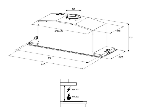 AEG DGE7970HB 86cm Integrated Rangehood Dark Stainless