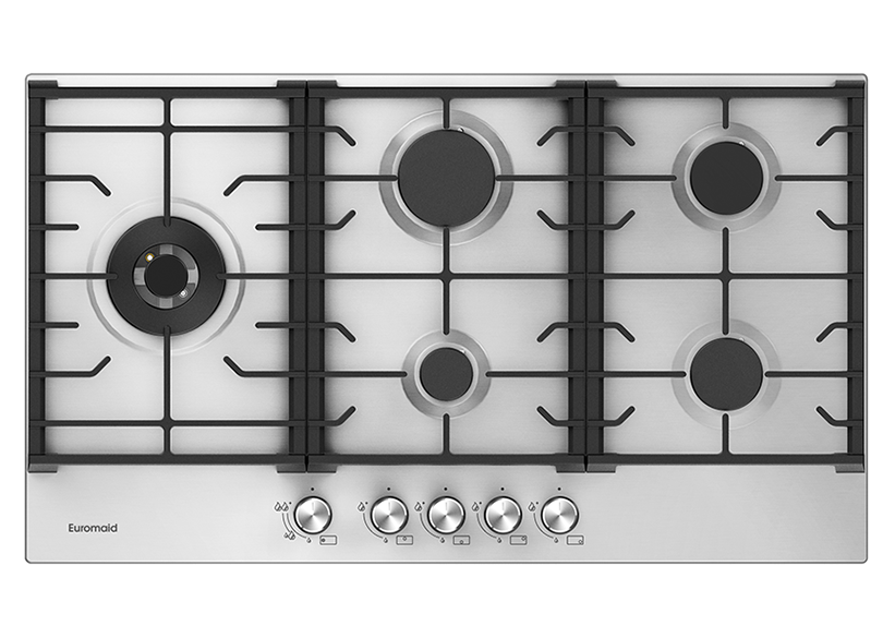 Euromaid EC95GLS 90cm Gas Cooktop 5 Burner Stainless Steel