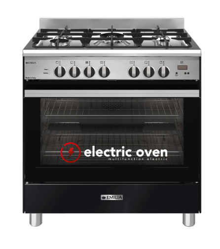 Emilia EM865GEMB 80cm Matt Black Dual Fuel Cooker with Electric Oven