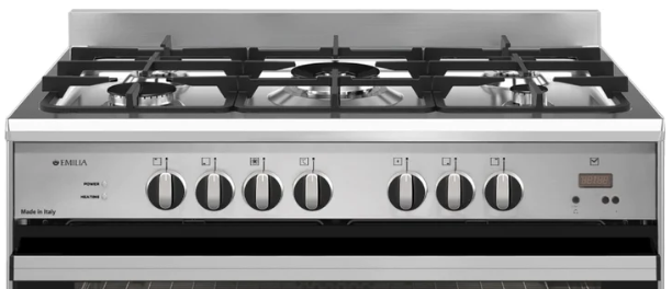 Emilia EM965GE Cucina a doppia alimentazione in acciaio inossidabile da 90 cm con forno elettrico