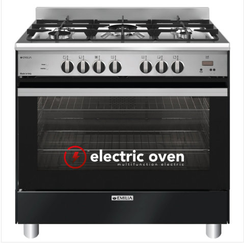 EMILIA EM965GEMB 90cm matt black Dual Fuel cooker with electric oven