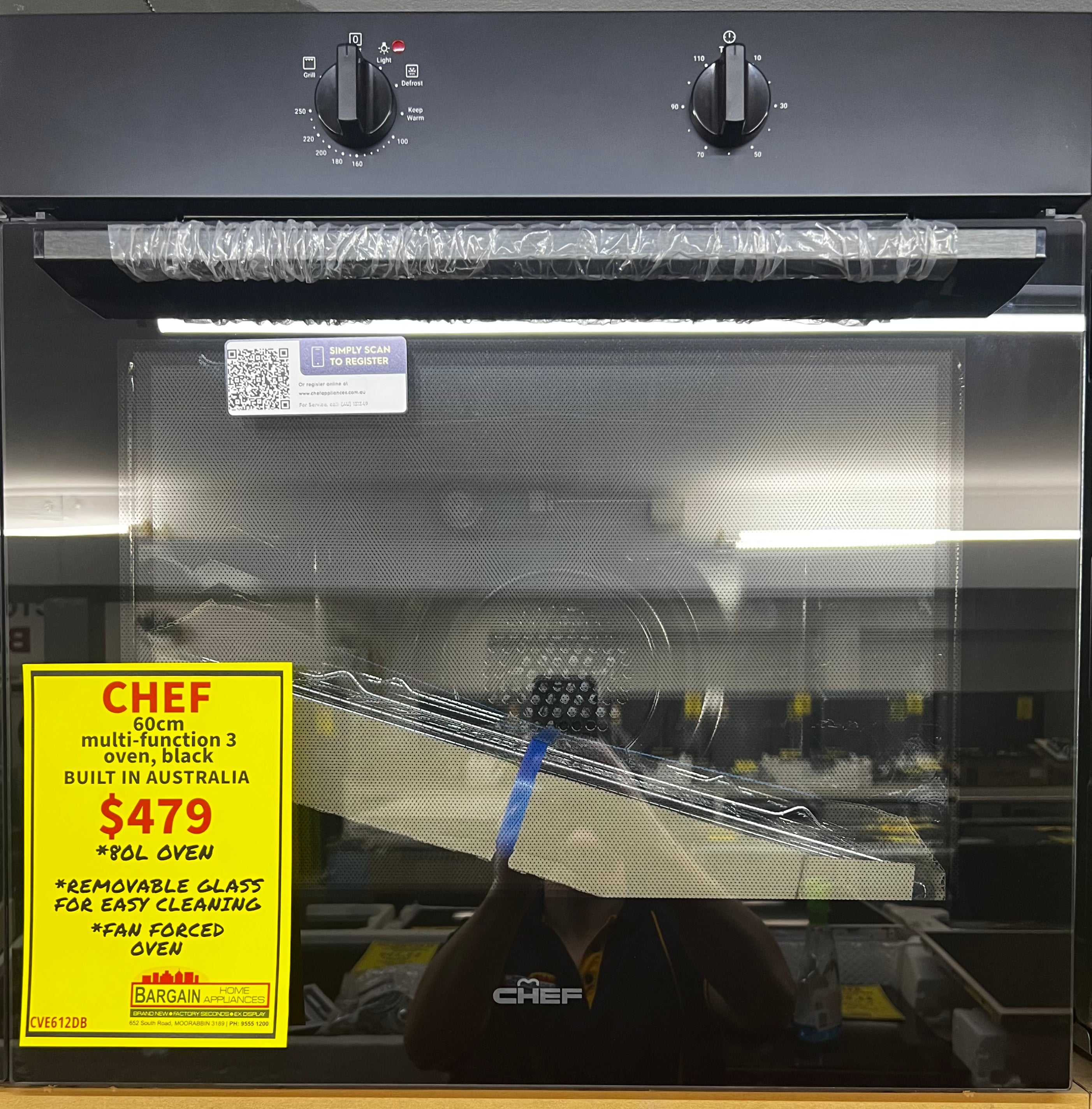 Chef CVE612DB -60cm Electric Multi Function Fan Forced Built-In Oven