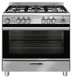 Glem GA965GG 90cm Stainless Steel Natural Gas Freestanding Oven with Electric Grill