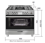 Glem GA965GGX 90cm Stainless Steel Gas Cooker