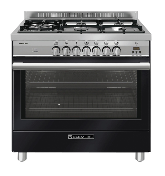 GLEM GS965GEN Gloss Black 90cm Dual Fuel Cooker