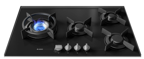 ASKO HG8843BGD1 80cm Natural Gas 4 Burner Cooktop with Fusion Volcano Burner Black Ceramic Glass