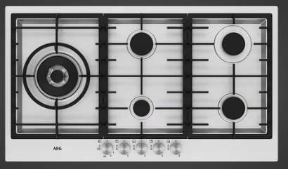 AEG HG90FXB 90cm 5 Burner Stainless Steel Gas Cooktop