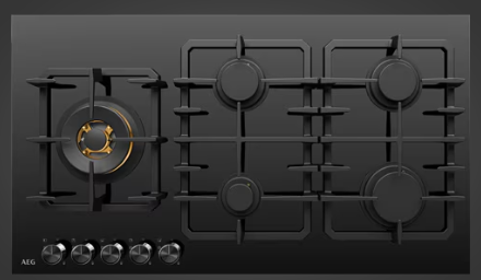 AEG HGC9566BB 90cm 5 Burner Ceramic Glass Gas Cook Top