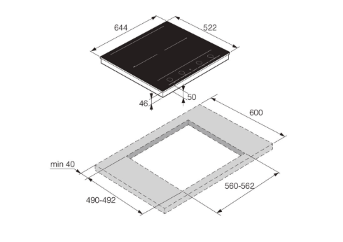 ASKO HID654GC 64cm 4 Zone Induction Cooktop HID654GC