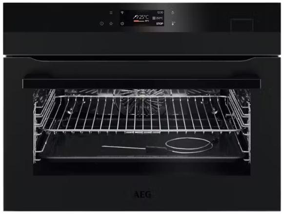 AEG KSK78828PT 450mm Compact Steam Boost Multifunction 22 Oven  Matte Black