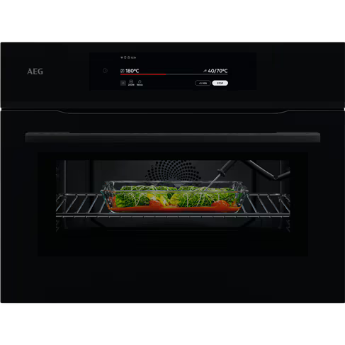 AEG NKK9A801B 45cm Compact Combi Microwave Oven, Black - 9000 Series