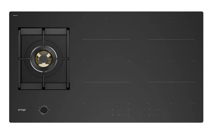 Omega OCIG905B 90cm Hybrid Cooktop Gas & Induction