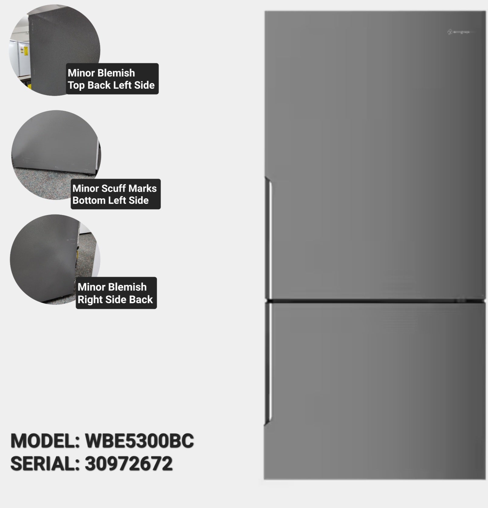Westinghouse WBE5300BC-R 496L Bottom Freezer Refrigerator