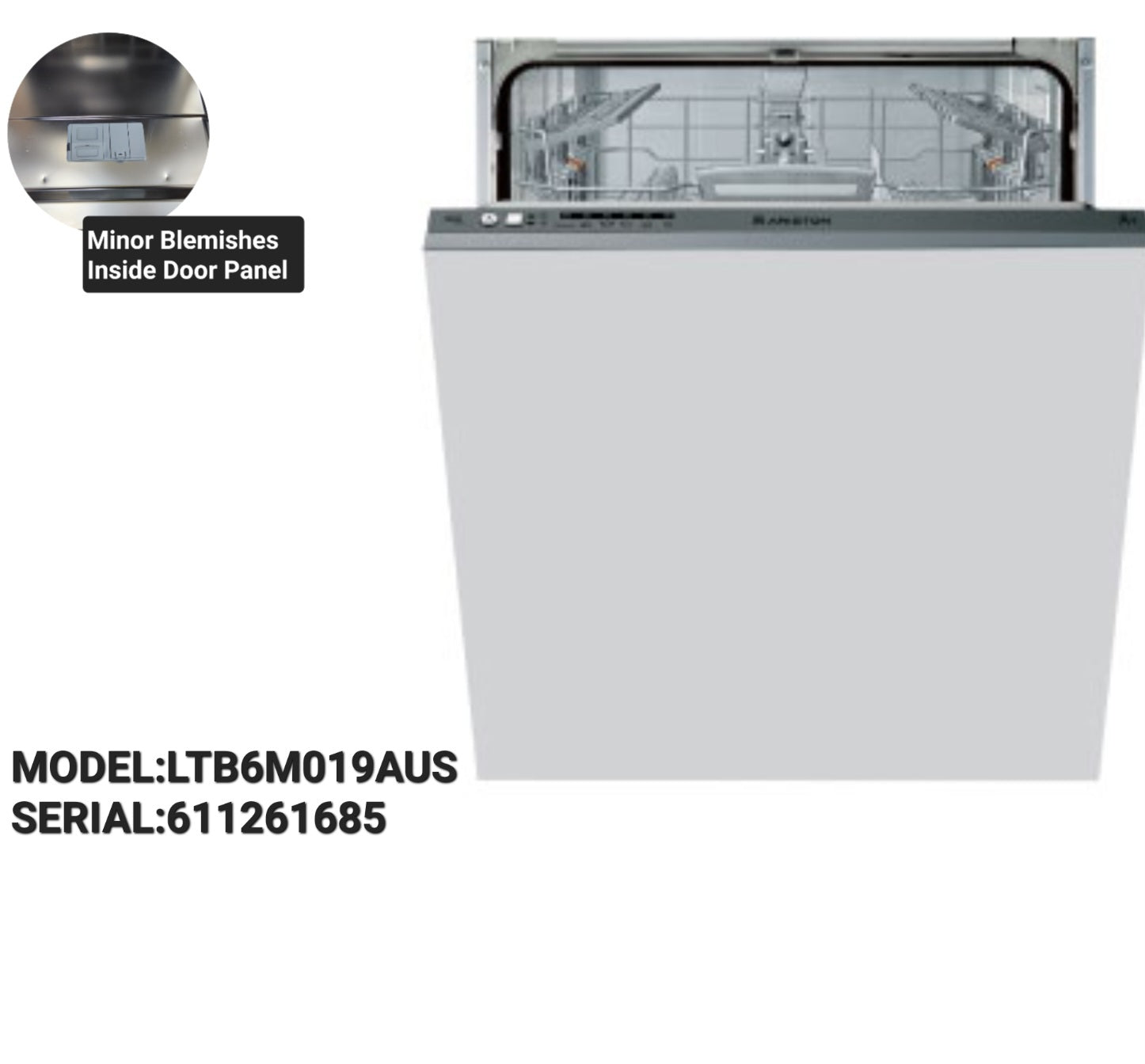 ARISTON LTB6M019AUS – 60CM Intergrated Dishwasher
