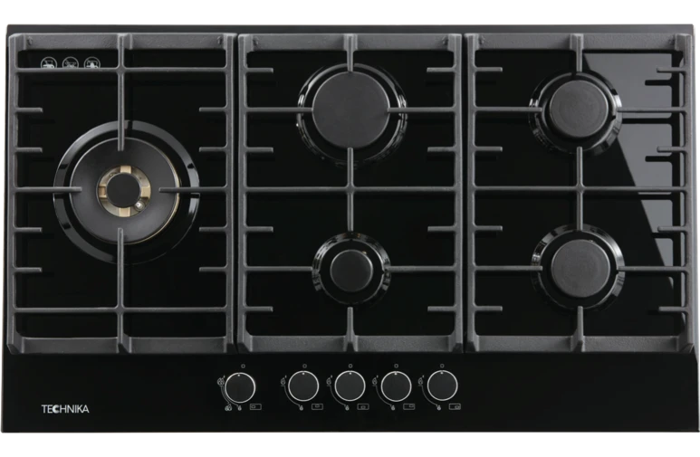 Technika TGC9GLBK 90cm Black Glass Gas Cooktop