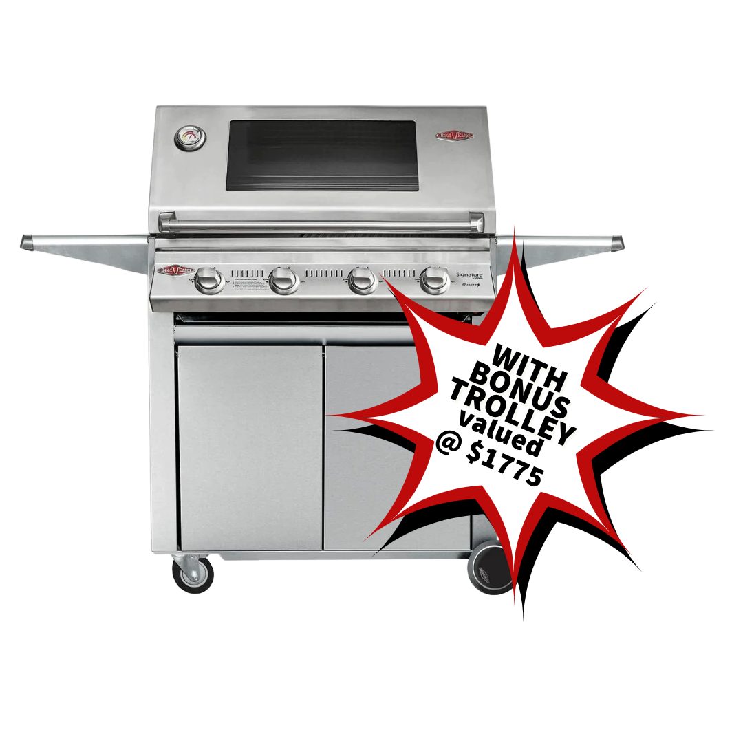 Beefeater BS12840+BS22640 Signature 3000S 4 Burner Built-In LPG BBQ with Bonus Mobile Cabinet BS23640 Signature Plus Valued @ $1,775