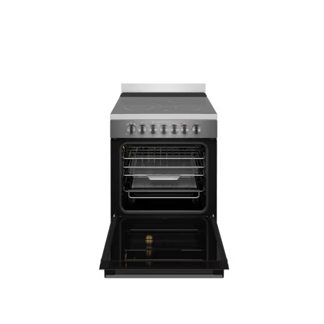 Westinghouse WFE646DSCB 60cm freestanding electric oven and ceramic cooktop with AirFry, dark stainless steel