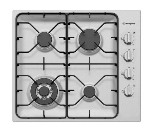 Westinghouse WHG643SB 60 cm 4-Flammen-Gaskochfeld aus Edelstahl
