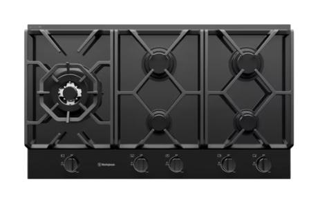Westinghouse WHG955BCA 90cm 5 Burner Black Ceramic Glass Gas Cooktop