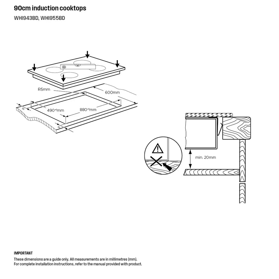 Westinghouse WHI955BD 90cm 5 Zone Induction Cooktop with BoilProtect