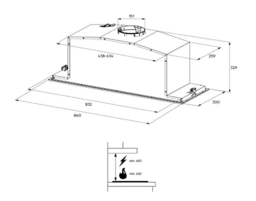 Aeg Dge7970Hb 86Cm Integrated Rangehood Dark Stainless